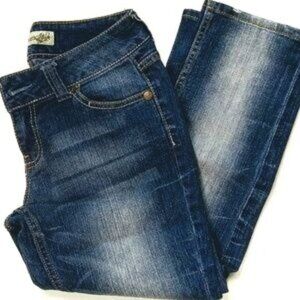 Paris Blues Cropped Factory Distressed Faded Denim Blue Jeans Size Junior's 7